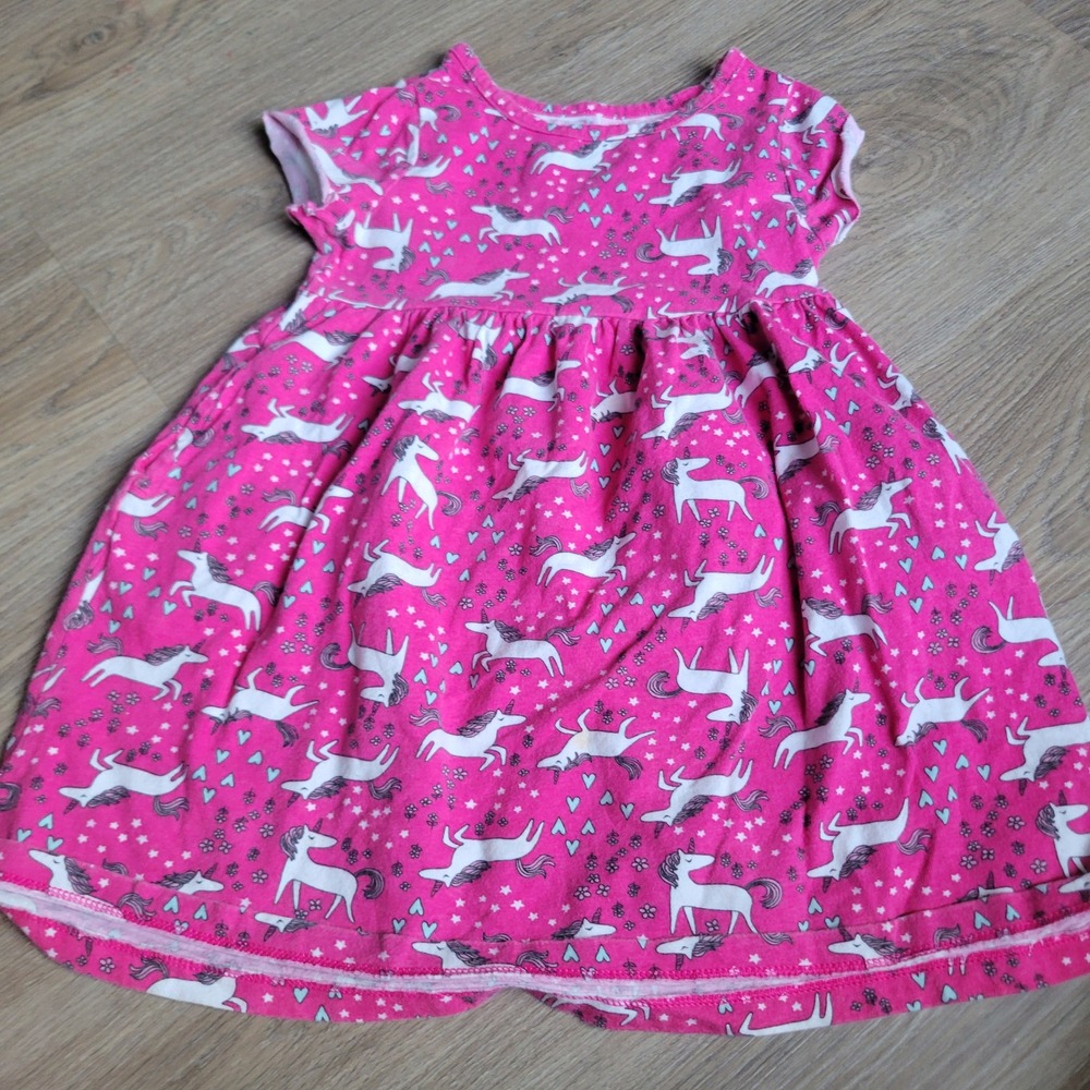 Wonder Nation Girls Dress 4T Pink Unicorn Cotton Casual Playwear
